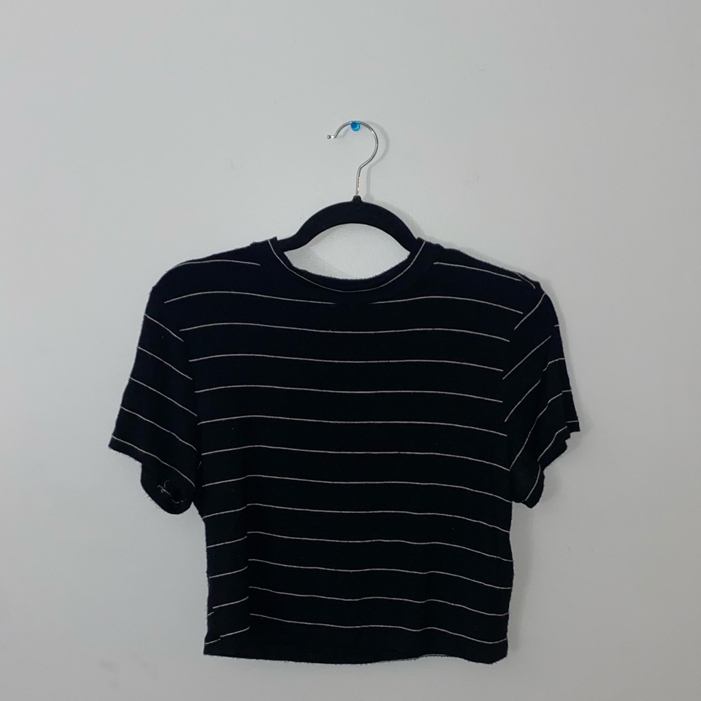 Black And White Striped Croptop